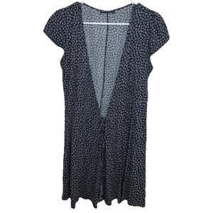 Brandy Melville Women's Navy White Floral Wrap Dress See Measurements